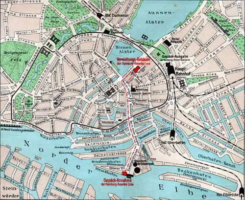 Map of Port of Hamburg and Outward Baggage Office