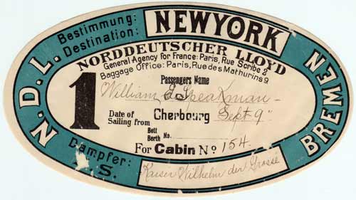 Sticker Luggage Tag - North German Lloyd - 1901