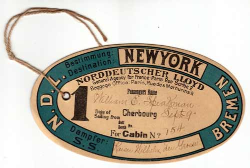 String tie-on luggage tag from 1901