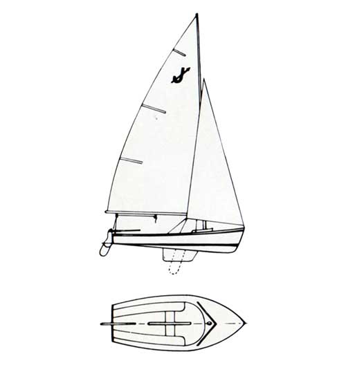 Top and Side View Diagrams of the O'Day Javelin Sailboat