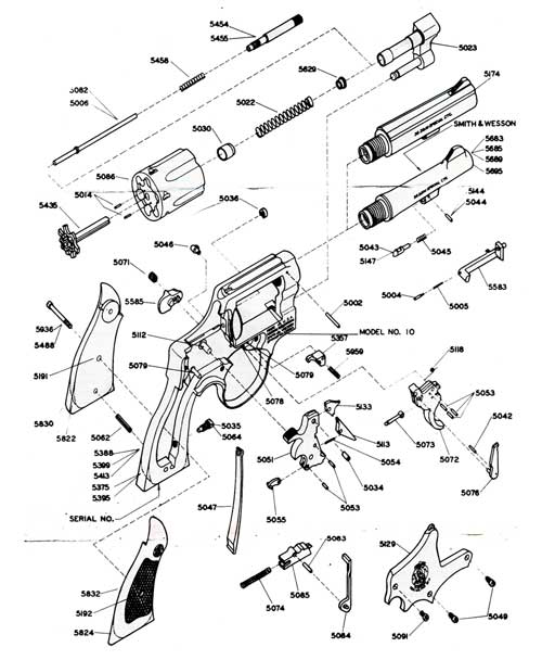 Schematic of Smith & Wesson Model 10 38 Calibur Military & Police Revolver