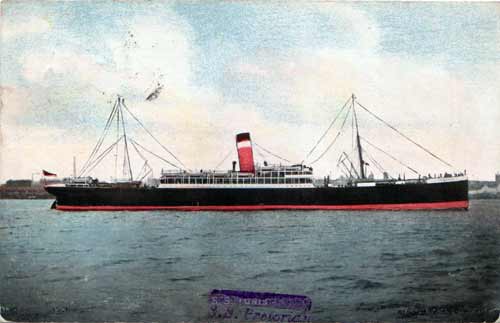 1906 Postcard : Allan Line Pretorian and Tunisian Steamships