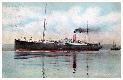 1908 Postcard : Allan Line SS Laurentian