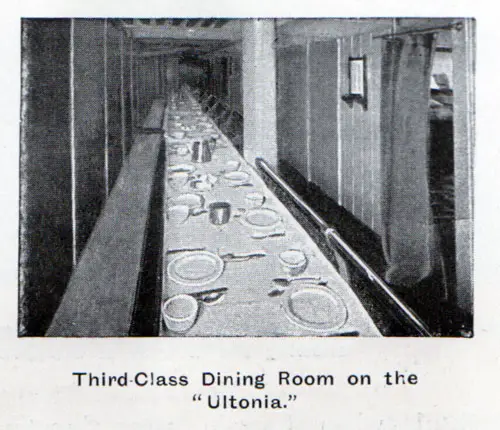 Third-Class Dining Room on the Cunard Ultonia circa 1902 