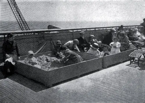 Children Enjoy Sandboxes on the Deck of the SS Imperator.