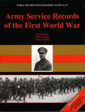 Army Service Records of the First World War: Public Record Office Readers' Guide No 19