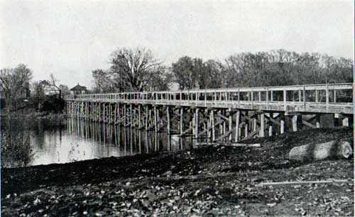 Temporary bridge across Rock River