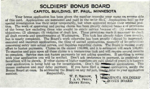 Soldiers' Bonus Board