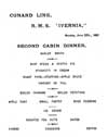 Dinner Menu, Second Cabin - RMS Ivernia of the Cunard Line 1902