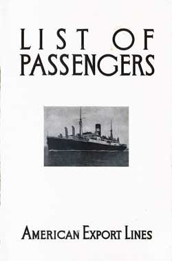 1932-06-28 Passenger Manifest for the SS Exeter