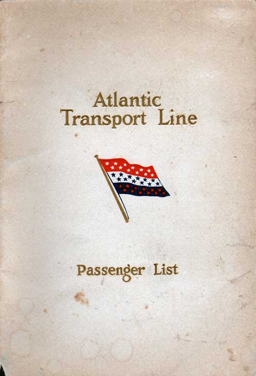 Front Cover - 11 June 1927 Passenger List, SS Minnesota, Atlantic Transport Line