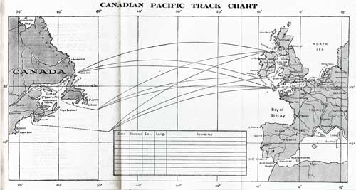 Canadian Pacific Track Chart and Memorandum of Log (Unused), SS Montrose Cabin Passenger List, 18 February 1927.
