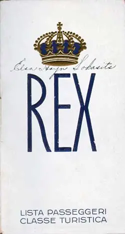 1939-10-06 Passenger Manifest for the SS Rex
