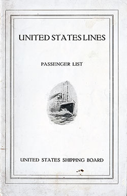 1922-07-12 Passenger Manifest for the SS America