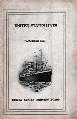 1924-09-29 Passenger Manifest for the SS America