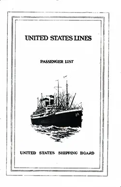 Front Cover, Cabin Passenger List for the SS George Washington of the United States Lines, Departing 22 August 1924 from Bremen to New York.