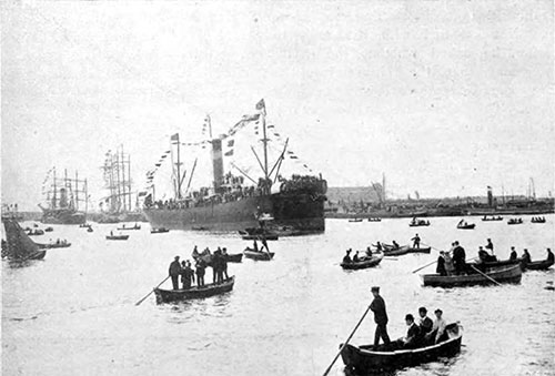 First Vessel To Enter The New Siberia Dock At Antwerp - 1907