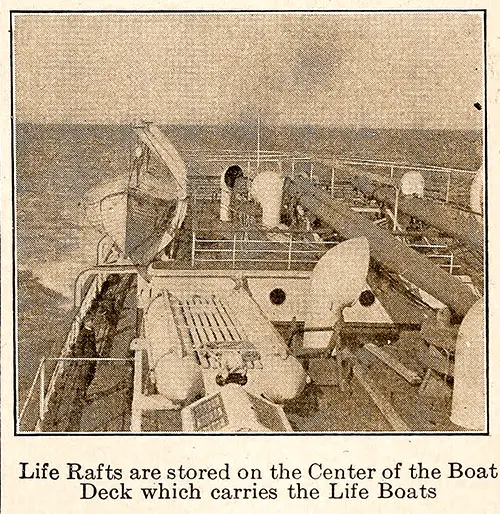 Life Rafts Are Stored on the Center of the Boat Deck Which Carries the Life Boats.
