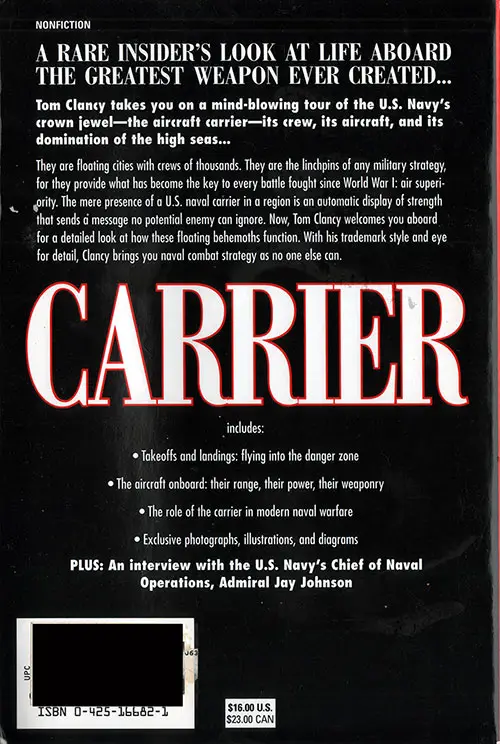 Back Cover, Carrier - Clancy 1999