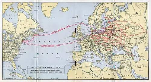 Route Map of the Baltic American Line