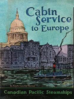 Front Cover, Cabin Service to Europe via the Canadian Pacific Steamships.