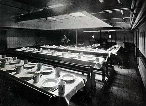 Third Class Dining Room (Looking Forward), SS New England.