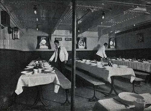 Attendants Prepare the Third Class Dining Room for the Next Meal.