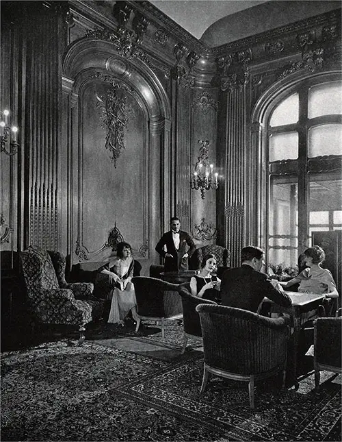 A Corner of the Social Hall. Note the Grace and Beauty of the Old French Panelling.