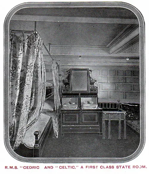 First Class Stateroom on the RMS Cedric and RMS Celtic.