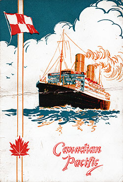 Front Cover, SS Montclare Farewell Dinner Bill of Fare - 10 September 1936