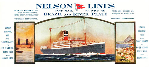 ADV (1924): Nelson Lines, Fast Mail Service to Brazil and River Plate.