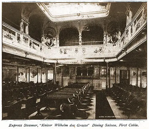 First Class Dining Saloon on the SS Kaiser Wilhlem der Grosse.