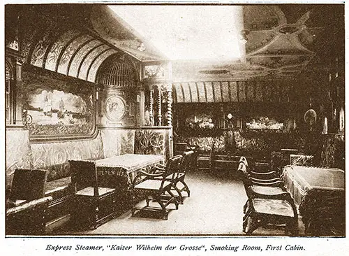 First Class Smoking Room on the SS Kaiser Wilhelm der Grosse.