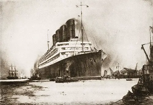 The RMS Aquitania (1914) at Southamton.