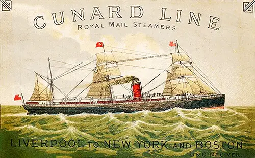 Poster from the Cunard Line Featuring the RMS Bothnia circa 1885, Promoting the Liverpool to New York and Boston Route.