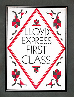 Front Cover, Lloyd Express First Class, Form 292, August 1930.