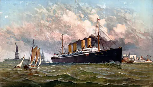 The Speedy SS Deutschland (1899) Leaving New York Harbor c1901.