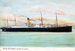Postcard of the RMS Cretic of the White Star Line, 1905.