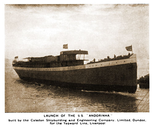 Launch of the SS Andorinha, Built by the Caledon Shipbuilding and Engineering Company, Ltd., Dundee, for the Yeoward Line, Liverpool.