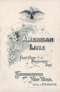 Front Cover, 1907-08-10 SS Philadelphia Passenger List
