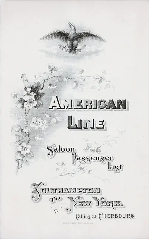 Front Cover: Saloon Class Passenger List for the SS St. Louis of the American Line Dated 25 May 1901.