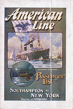 Front Cover, 1911-08-16 SS St. Paul Passenger List