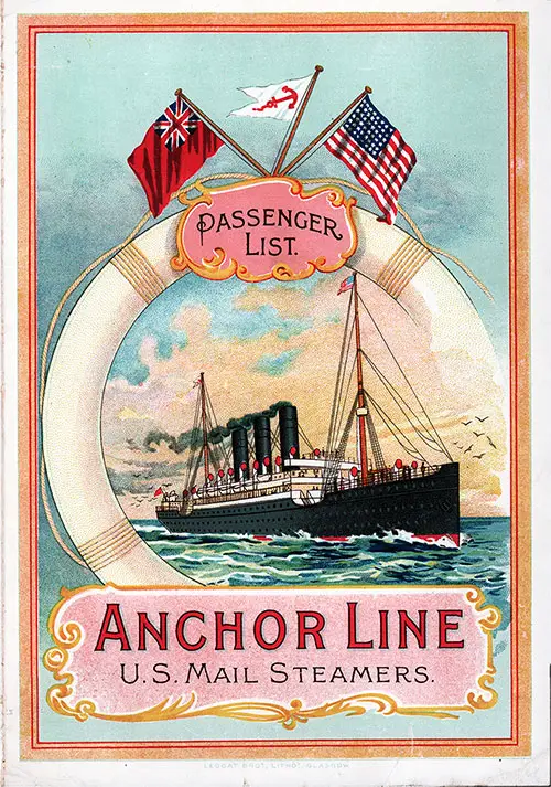 Front Cover: Cabin Class Passenger List for the SS Anchoria of the Anchor Line Dated 4 June 1903.
