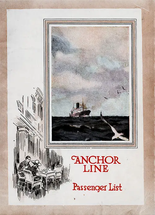 Front Cover: Cabin Class Passenger List for the SS Columbia of the Anchor Line Dated 17 July 1920.
