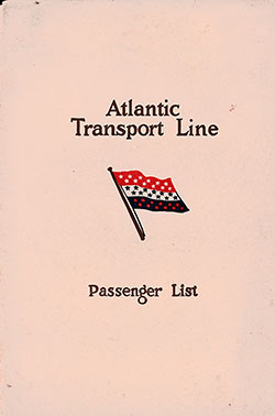 Front Cover of a First Class Passenger List for the SS Minnewaska of the Atlantic Transport Line, Departing 27 September 1930 from New York to London via Halifax, NS and Cherbourg