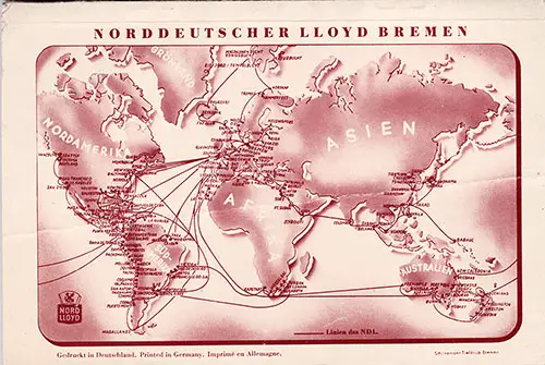Track Chart on the Back Cover, North German Lloyd SS Europa Tourist Third Cabin and Third Class Passenger List - 8 October 1937.