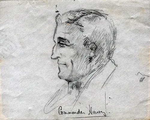 Sketch by Mulholland of Commander H. Harvey of the SS Lapland
