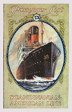 Front Cover, SS Hellig Olav Passenger List - 27 July 1929