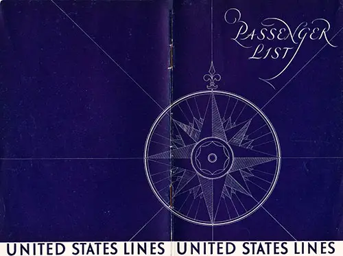 Back and Front Covers, United States Lines SS President Harding Cabin Class Passenger List - 17 September 1930.