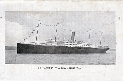 Photograph of the SS Arabic of the White Star Line.